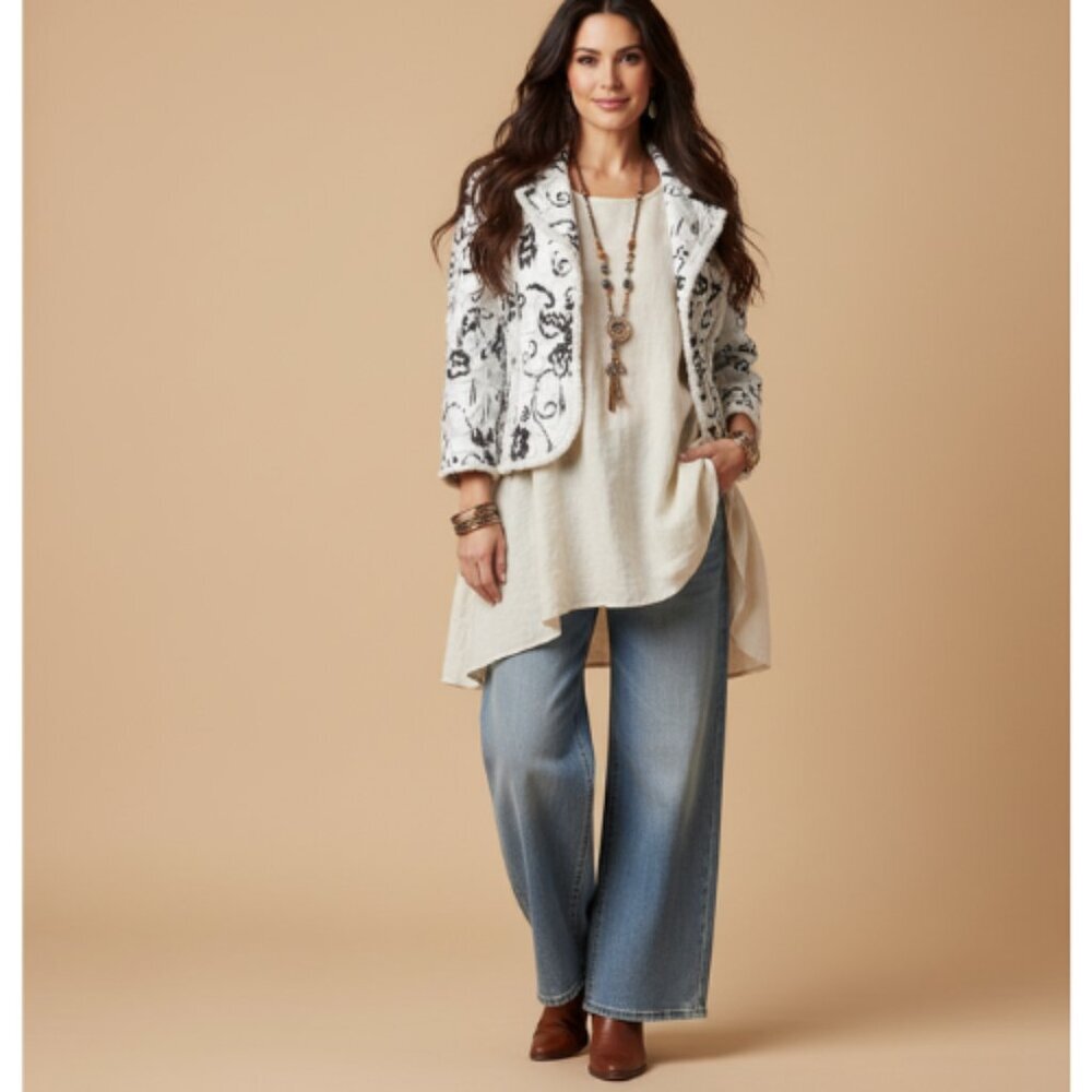 Joseph Ribkoff Womens 12 Fringe Jacquard Blazer - Picture 1 of 15